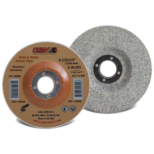 CGW ABRASIVES 4-1/2X1/4 X7/8 T27 A36GFX 49549