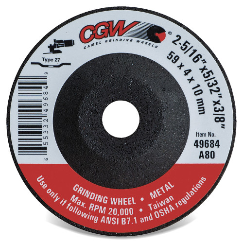 CGW ABRASIVES 2-5/16X5/32X3/8 A40 T27 49682