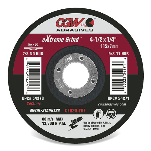 CGW ABRASIVES 7X1/4X5/8-11 T27 CER24-T-BF 54277