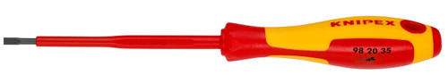 KNIPEX Slotted Screwdriver, 4"-1000V Insulated, 1/8" tip 982035