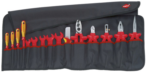 KNIPEX 15 Pc Tool Roll Bag, 1000V Insulated 989913