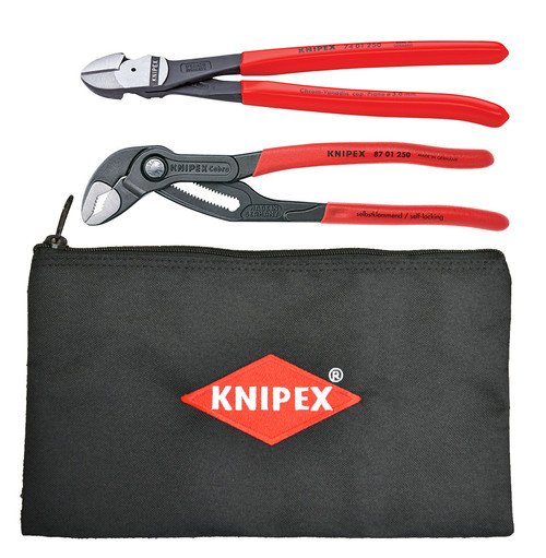 KNIPEX 2 Pc Pliers Set With Keeper (87 01 250, 74 01 250, 9K 00 19 12 US) 9K0080115US