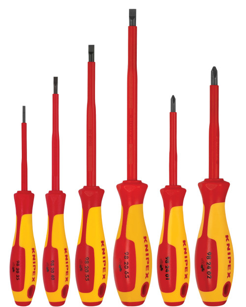 KNIPEX 6 Pc Screwdriver Set, 1000V Insulated 9K989833US