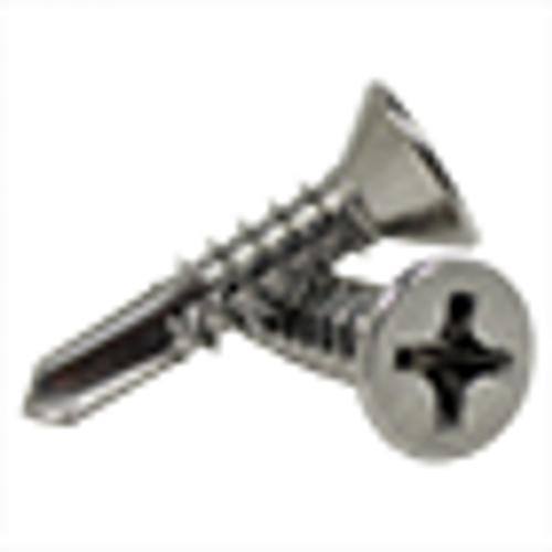 #10-16 x 7/8" Indent Hwh UNSlot,#3 Point Bsd Self Drilling Screws Hardened Stainless Steel 410, Fully Threaded, Qty 500