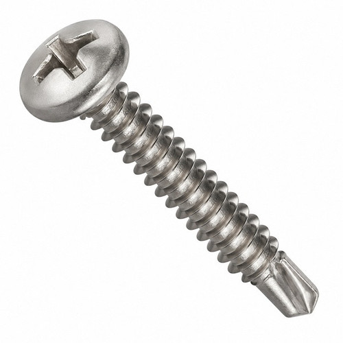 #7-19 x 3/4" Self-Drilling Screws, Phillips Pan Head, #2 Point BSD, 410 Stainless Steel, Full Thread, Hardened, Qty 1000
