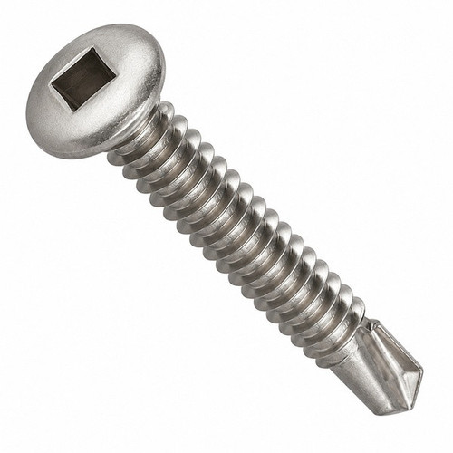 #6-20 x 1/2" Self-Drilling Screws, Square Drive Pan Head, #2 Point BSD, 410 Stainless Steel, Full Thread, Hardened, Qty 1000