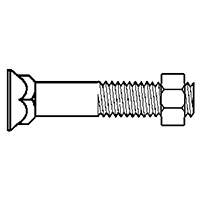 1/2"-13 x 1 1/2" No. 3 Head Grade 5 Plow Bolt W/Nut Zinc Cr+3, Qty 6