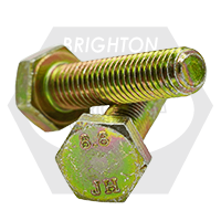 M20-2.50 x 100 mm Hex Cap Screws, Metric Class 8.8, Zinc-Yellow Cr+6, Full Thread, Coarse (UNC), DIN 933 / ISO4017, Qty 25