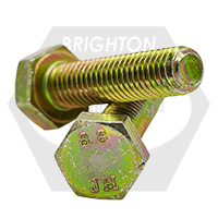 M12-1.75 x 70 mm Hex Cap Screws, Metric Class 8.8, Zinc-Yellow Cr+6, Full Thread, Coarse (UNC), DIN 933, Qty 25