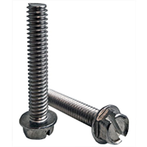 1/4"-20 x 3 1/4" Indent Hwh Slot Machine Screw Slotted Indent Hex Washer Head 18-8 Stainless Steel A2, Fully Threaded, Qty 100