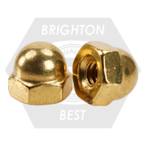 5/16"-18 (9/16" x 7/16") Brass Cap Nut, Plain (Inch), Qty 250