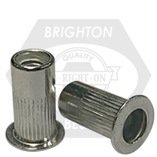 6-32 (.080-.130) Aluminum Large Flange Knurled Body Rivet Nut, Qty 500