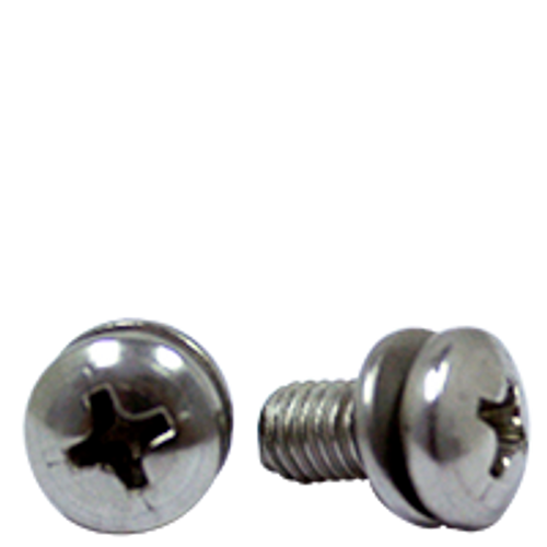 #4-40 x 3/8", 410 Stainless Steel External Tooth Washer Machine Screw Pan Head Phillips SEMS 18-8 Stainless Steel A2, Fully Threaded, Qty 1000