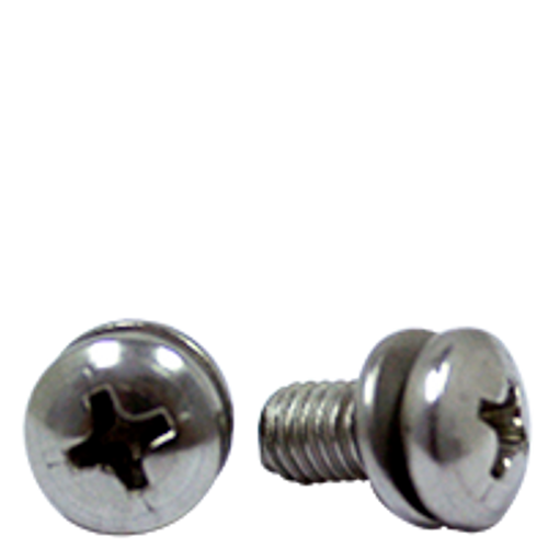 #4-40 x 7/8", 410 Stainless Steel Internal Tooth Washer Machine Screw Pan Head Phillips SEMS 18-8 Stainless Steel A2, Fully Threaded, Qty 1000