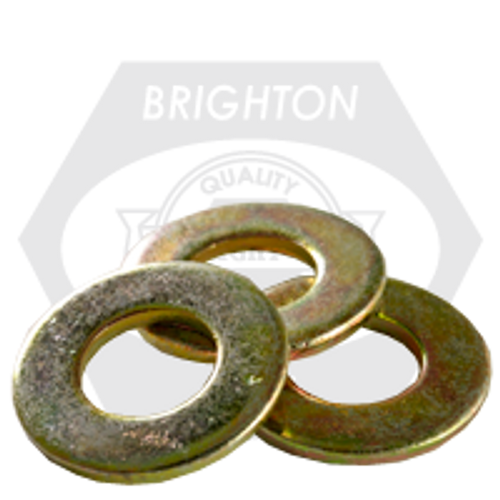 3/8" SAE Washer, Zinc Yellow Cr+6, Qty 50