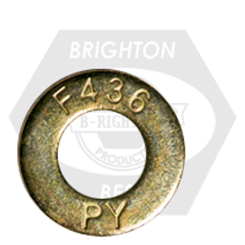 2 1/2" x 4 1/2" F436 Structural Flat Washers Med. Carbon Zinc-Yellow Cr+6, Qty 50