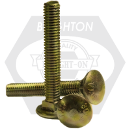 3/8"-16 x 5" Carriage Bolt A307 Grade A Zinc Yellow Cr+6, Qty 250 3/8"-16 x 5" Carriage Bolt A307 Grade A Zinc Yellow Cr+6, Qty 250