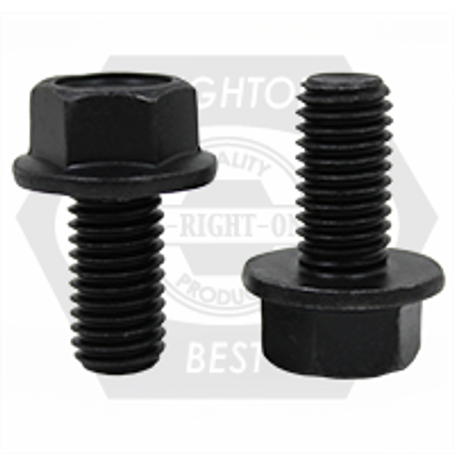 1/4"-20 x 1 1/4", Coarse, Grade 8 Indented Hex Flange Screw (Frame Bolt) Black Phosphate & Oil, Fully Threaded, Qty 1700