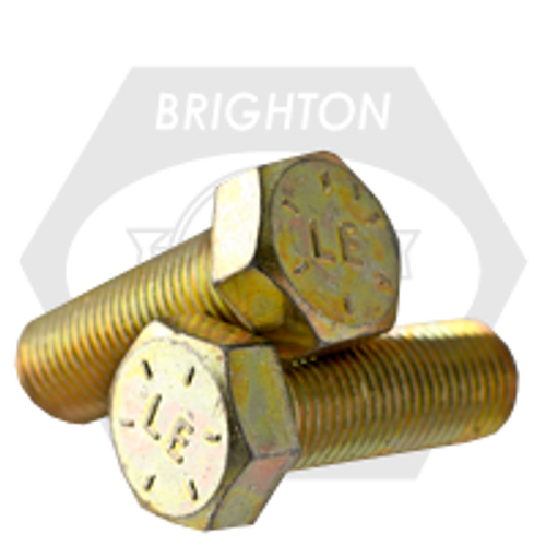 1 1/8"-7 x 7 1/2" Hex Cap Screws, Grade 8, Coarse, Zinc-Yellow Bake Cr+3 (U.S.A.), Qty 15