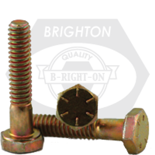 1 1/8"-7 x 2" Hex Cap Screw, Grade 8 Unc, Zinc-Yellow Bake Cr+6, (Import), Fully Threaded, Qty 40