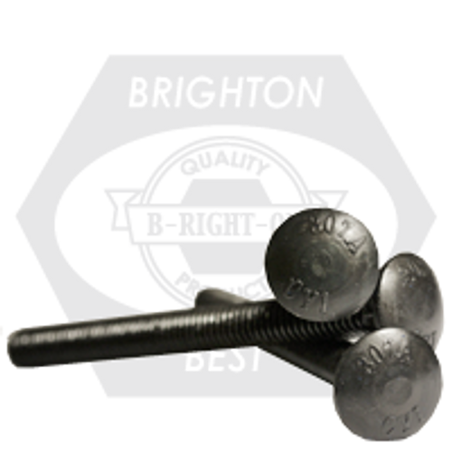 3/16"-24 x 3/4" Carriage Bolts A307 Grade A Plain, Fully Threaded, Qty 5000