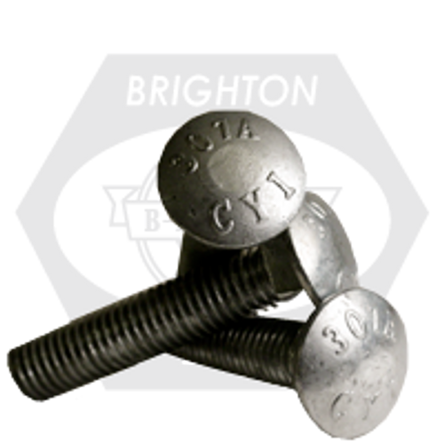5/8"-11 x 6 1/2",6" Thd Under-Sized Carriage Bolts A307 Grade A Coarse, Hot-Dipped Galvanized HDG, Qty 75