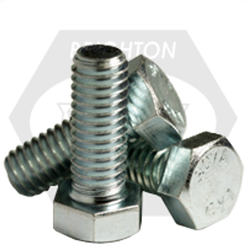 1 1/2"-6 x 7" Hex Bolts A307 Grade A, Coarse, Zinc Cr+3, Partially Threaded, Qty 10