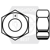 M12-1.75 Metric Hex Nut, Class 8, DIN 934, Coarse, Zinc Yellow Cr+6, Qty 1000