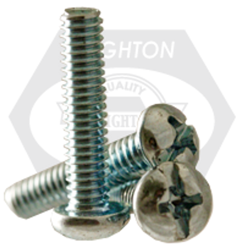 #6-32 x 3/8" Machine Screw Round Head Phillips/Slotted Combo Zinc Cr+3, Fully Threaded, Qty 20000
