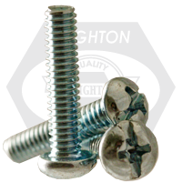 #10-24 x 3 1/2" Machine Screw Round Head Phillips/Slotted Combo Zinc Cr+3, Fully Threaded, Qty 1500