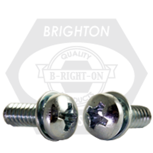 #4-40 x 3/8" External Tooth Lockwasher Pan Head Phillips Machine Screw Pan Head Phillips Sems Zinc Cr+3, Qty 25000