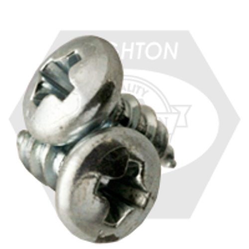 #10-16 x 2 1/2" Indent Hwh Phil/Slot Combo Tapping Screws, Type AB, Zinc Cr+3, Fully Threaded, Qty 1300
