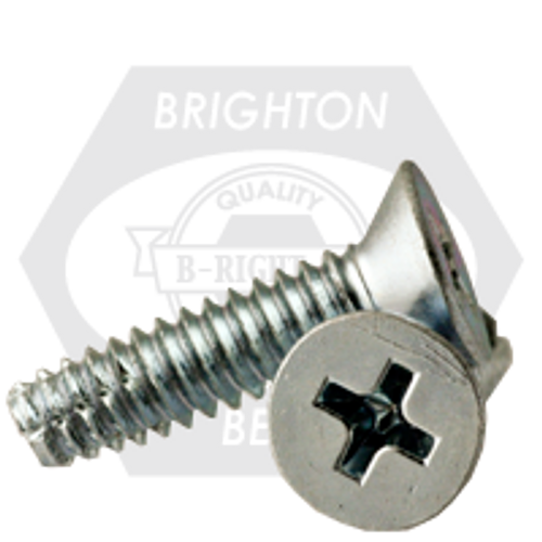 1/4"-20 x 1 1/2" Pan Head Phillips Thread Cutting Screws, Type F Zinc Cr+3, Fully Threaded, Qty 1800