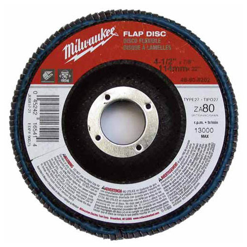 Milwaukee I FLAP DISC 4-1/2 X 7/8 80 GRIT Milwaukee I FLAP DISC 4-1/2 X 7/8 80 GRIT