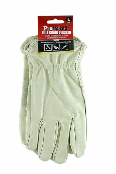 L Pigskin Proferred Industrial Gloves, Qty 12