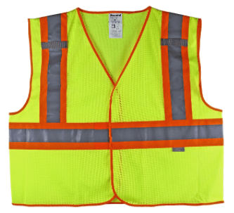 XL, Lime, Ansi Class 2 Hi Vi Vests Proferred High Visibility Vest, Qty 1