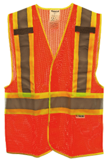 L, Orange, Ansi Class 2 Hi Vi Vests Proferred High Visibility Vest, Qty 1