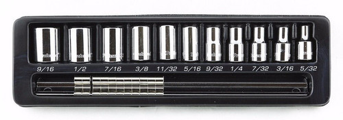 11 pc 6 Point Standard Proferred 1/4" Drive Standard SAE Socket Set, Qty 1
