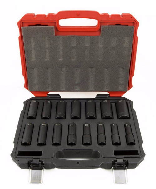 15 pc 6 Point Deep Impact Metric Proferred 1/2" Drive Impact Metric Socket Set, Qty 1