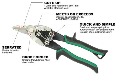 Right Cut Proferred Aviation Snips, Tpr Grip, Qty 1