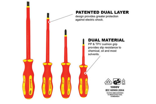 4 Piece Proferred Insulated Screwdriver Sets, Qty 1