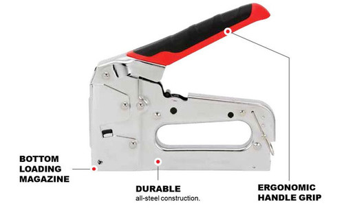 Staple Gun:Staples:1/4"-9/16"(6mm-14mm) Proferred Iron Staple Gun Tacker, Qty 1