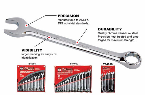 14 Piece (8mm - 22mm) Proferred Combination Wrench Set, Qty 1