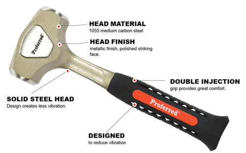 One Piece Forged Club, Tpr Grip (3 Lb) Proferred Hammers, Qty 1