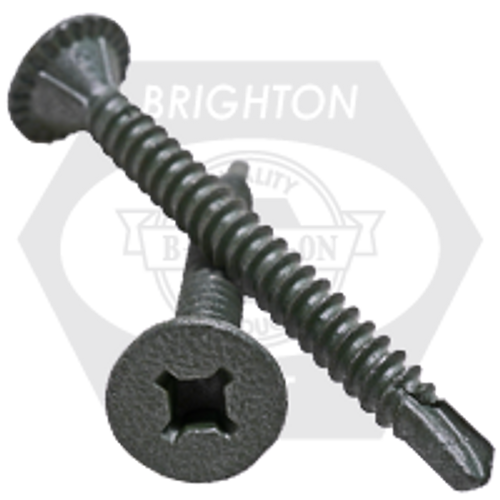 #8 x 2-1/4",Sds Cement Board Screws,Flat Combo Drive,Zinc Cr+6 Green Coating-1500 Hrs, Qty 2000