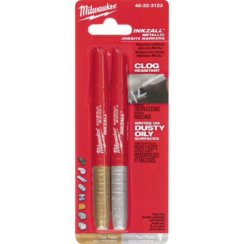 Milwaukee 48-22-3123 INKZALL Silver/Gold Fine Point Markers (2 Pack)