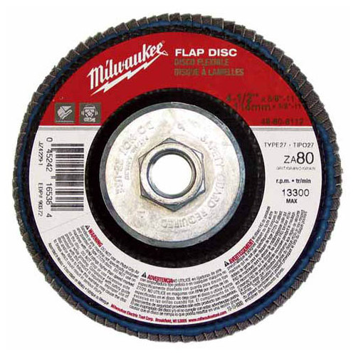 Milwaukee I FLAP DISC 4-1/2 X 7/8 36 GRIT 2 Milwaukee I FLAP DISC 4-1/2 X 7/8 36 GRIT 2