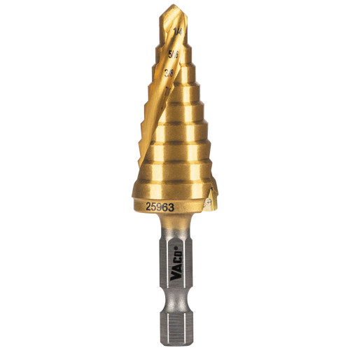 Klein Tools 25963 9-Step Drill Bit, Double-Fluted, 1/4-Inch to 3/4-Inch