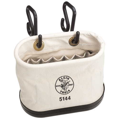 Klein Tools 5144 Canvas Bucket, 15-Pocket Aerial Oval Bucket with Hooks