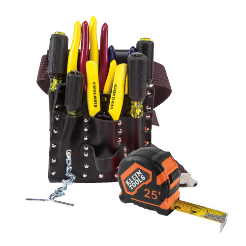 Klein Tools 5300 Tool Set with Tool Belt and Leather Pouch, 12-Piece